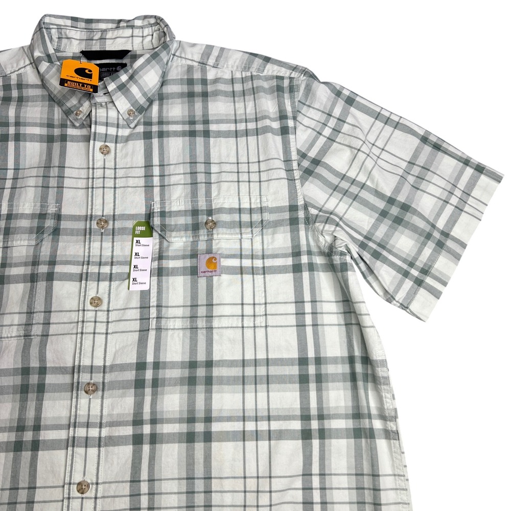 Carhartt Mens Fort Loose Fit Plaid Short Sleeve Shirt Green XL TW4625-M  NWT